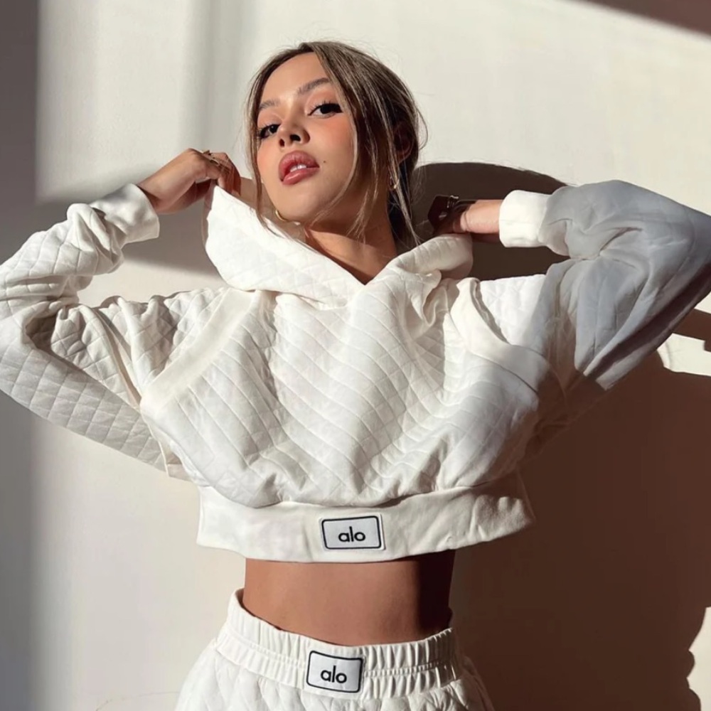 Alo Yoga Quilted White Hoodie